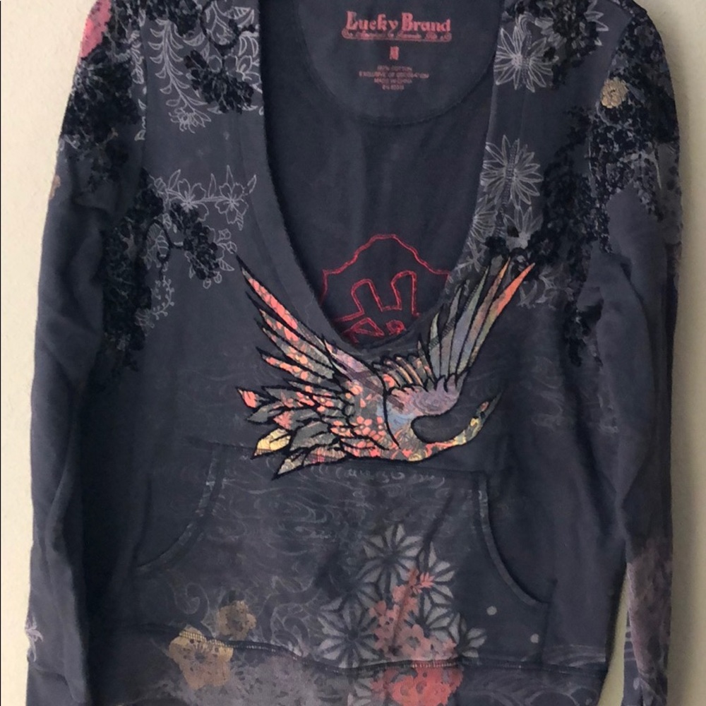 Lucky Brand M - v-neck, hooded sweatshirt